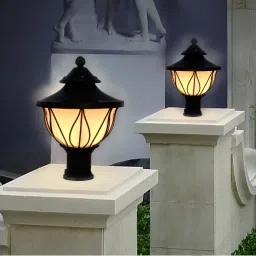 Lotus Shape Black odern Design Waterproof Metal Garden Ligh Gate Light Outdoor Lamp-21