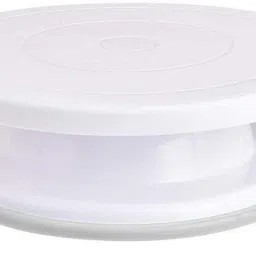 Cake Decorating Rotating Cake Turntable Revolving Cake Stand for Sugar Craft, Cake Turning Table 360 Degree Rotating Platform for Cake Baking (28cm -White- Pack of 1) Plastic Cake Server-image-81