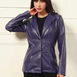 PU LEATHER REXIN Solid Coat For Women-image-18