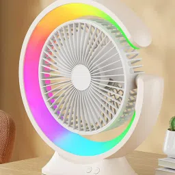 Sasimo Rechargeable 2400mAh Colorful desktop small fan portable Table fan Rainbow light Cooling Mini Table Fan Portable_2025 USB Fan-26