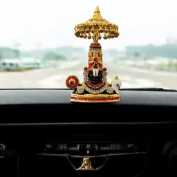 God thirupathi Balaji multistone with umbrella statue for car dashboard Decorative Showpiece - 11 cm-image-58