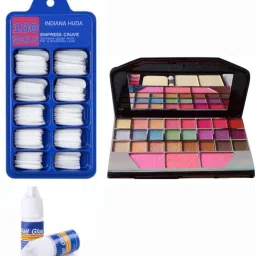 100 Pcs Reusable Acrylic False Nails With Nail Glue & 6155 Eyesdaow Palette-picture-30