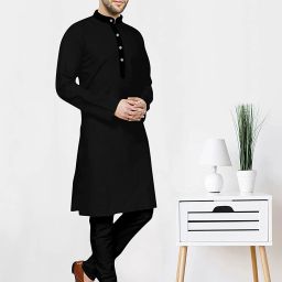 Men Cotton Blend Kurta Pyjama Set-image-70