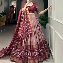 Self Design Semi Stitched Lehenga Choli-image-45