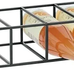 28469 Stackable, Metal Geometric Free-Standing Water Bottle and Wine Rack Iron Glass Holder-image-42