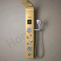 Elite Shower Panel 6 in One Tower System, Rainfall Shower, Body Massage Spray Handheld Shower, Temperature Display, Wall Mount Easy Connect Shower Panel Kit gold colour-30