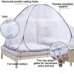 lifekrafts Polyester Kids Washable Pop-Up Foldable Queen size Bed Mosquito Net with FREE portable bag Mosquito Net image 5