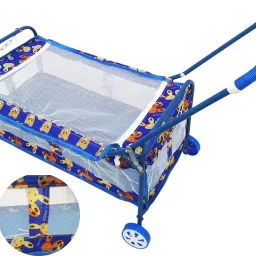 rawzz baby bassinet(buggi jhula) cradle with mosquito net comfortable bassinet cum stroller(blue)(B1) Bassinet image 3
