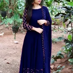 Embroidered Georgette Stitched Flared/A-line Gown-image-51