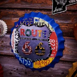 eazywagon Blue Metal Route 66 Number Plate Design Wall Decor-picture-33