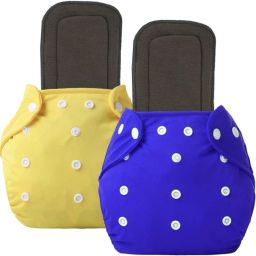 Reusable Washable 2 Cotton Cloth Diaper And 2 Wet Free Insert Pads-21