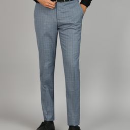 raymond Men Slim Fit Blue Polyester Trousers-picture-3