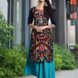 moda rapido Pack of 5 Women Printed Crepe A-line Kurta-picture-20