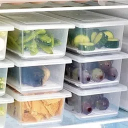 Plastic Plastic Fridge Organizers Storage Box Freezer Containers Food Basket pack of 4 Storage Basket-image-99