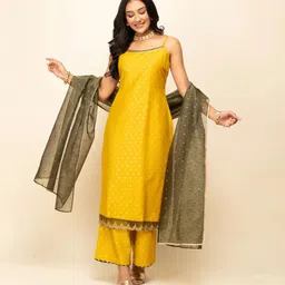 fiorra Women Silk Blend Kurta Palazzo Dupatta Set-picture-14