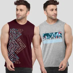 Pack of 2 Mens Cotton Blend Printed Inner Vest Men Vest-image-42