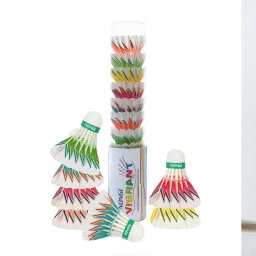 2 Color Designer Feather Shuttlecock Parabolic Trajectory for Recreational Play Feather Shuttle- Multicolor-23