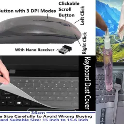 ANJO KeyboardWirelesMous-WPad-Hub-3n1Cl-OTG2n1-Ext-LED-Skin-15.6iScrn&KeyGuard&Sleeve Combo Set image 4