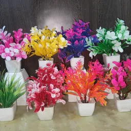 Artificial Flower Multicolor With Pot For Home ,Office And Garden Decor Multicolor Wild Flower Artificial Flower with Pot-9