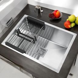 24x18x10 Kitchen Sink Single Bowl, 24 Inch, SS304, 16-Gauge Stainless Steel Sink SKS2418 | HANDMADE KITCHEN SINK | 24X18X10 Vessel Sink-image-94