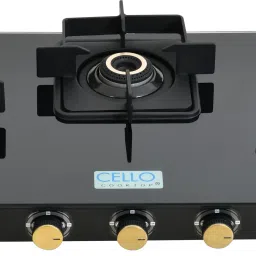 Black Pearl 3 Burner Toughened Glass Top Gas Stove, Brass Burners, Black Finish Glass Automatic Gas Stove-image-26