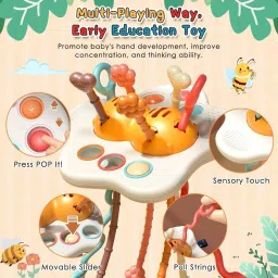 Baby Montessori Toys for 6-12-18 Months, Pull String Silicone Rattle-17