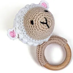 Crochet Baby Rattle for Newborn, Crochet Sheep Rattle cum Soft Toys, gift toys Rattle-19