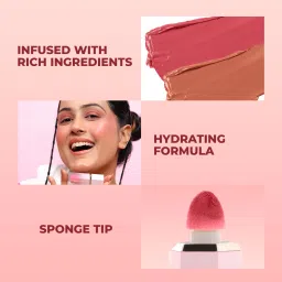 colors queen Highly Pigmented Matte Liquid Blush for Face, Lips & Eyes with Sponge Applicator image 5
