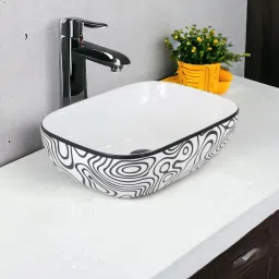 Premium Quality Attractive Ceramic Glossy Art Basin For Bathrooms & Living Room AR-012 [18 x 13 x 5]INCH Table Top Basin-image-60