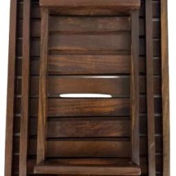 Handcrafted Wooden Tray Set of 3 with Lining Design Tray Serving Set-1