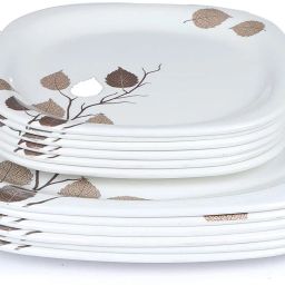 Melamine Square Full Dinner Plates & Quarter Plates (Pack of 12, Leaves Print) (GF-F-QP-7-1-12) Half Plate-image-15