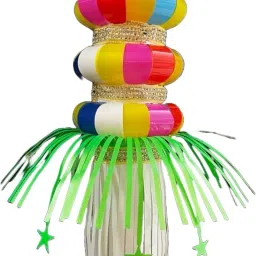 Plastic Self-Assembly Happy Diwali Lantern - 16" Multicolor Festival Decor Multicolor Plastic Hanging Lantern-16