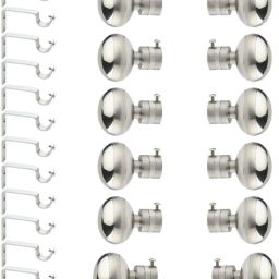 Silver Rod Rail Bracket, Curtain Knobs, Curtain Hooks, Curtain Rods Metal-image-28