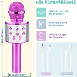mahadev Kids Advance Handheld Wireless Singing Mike Multi-Function Bluetooth Karaoke Mic image 3