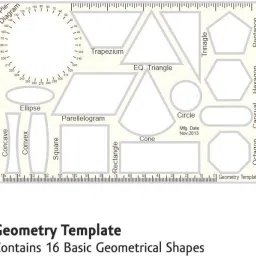 upyukat Plastic Pro Circle with 25 Circles, Hyperbola- Parabola Template, Geometry Template with 16 shapes, Along with 5 Refillable Mechanical Pencils (0.7mm) and 2 Lead Boxes, Drafting Scale Ruler Very Useful to Architect, Engineering Students, Office Employee (Set of 3) Ruler image 4
