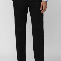 peter england Men Slim Fit Black Cotton Blend Trousers-picture-21