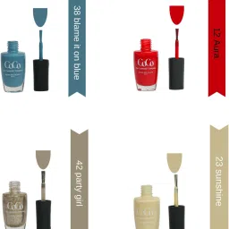 The Cosmetic Company|Glossy Finish |High Shine Nail Polish For Women | Blame it on blue,Aura,Party Girl,Sunshine-17