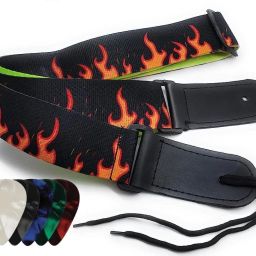 Guitar Strap with Picks Adjustable Guitar Belt For Acoustic/Bass/Electric Guitar Polyester Strap-12