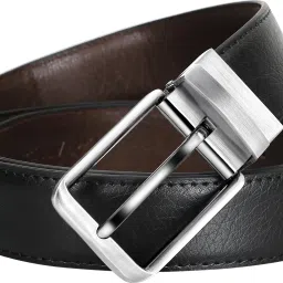 Men Casual Black Artificial Leather Reversible Belt-image-51