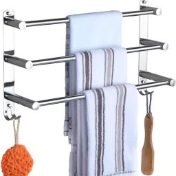 Stainless Steel Triple Step Towel Rod for Bathroom | Chrome Finish Towel Hanger Stainless Steel Toilet Paper Holder-image-29