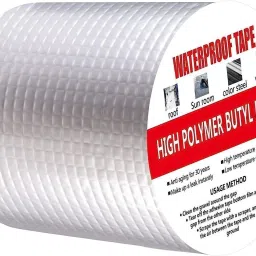Waterproof Aluminum foil based Butyl Rubber Tape 2INCH wdht 5mtr roll Suitable for Roof Leak, surface Crack, Window Sill Gap, Boat Sealing, Tank Leak aluminium foil tape (Manual)-image-33