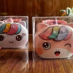 Unicorn cute piggy bank key lock gifts children carrying type large capacity Coin Bank-image-22