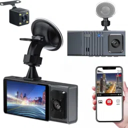 Navic TriX WiFi 3-Channel Dash Cam | 1080P HD|Front+Rear+Cabin In-car Camera System-2