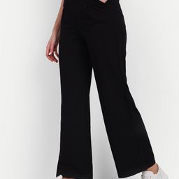 next one Women Loose Fit Black Lycra Blend Trousers-picture-42