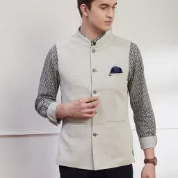 Men Self Design Nehru Jacket-image-6