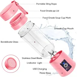 portable Rechargable juicer mixer blender with 6 sharp blades 40 W Juicer Mixer Grinder-image-30