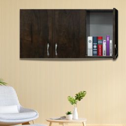 3 Doors Modular Wall Cabinet with Organizer Shelf & Termites Resistance Engineered Wood Close Book Shelf-image-1