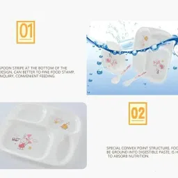 sthiti 6 in 1 Kids Feeding Set | Divided Plate with Bowl/Cup/Fork & Spoon - Polypropylene image 3