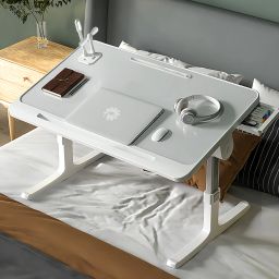 Multipurpose Bed | Laptop | Study Table with USB Fan & Light | Foldable Wood Portable Laptop Table-image-27