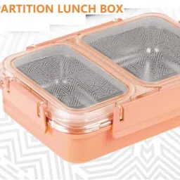 DUO MEDIUM Stainless Steel Two Compartment Premium Lunch Box for Kids,ORANGE 2 Containers Lunch Box-image-41